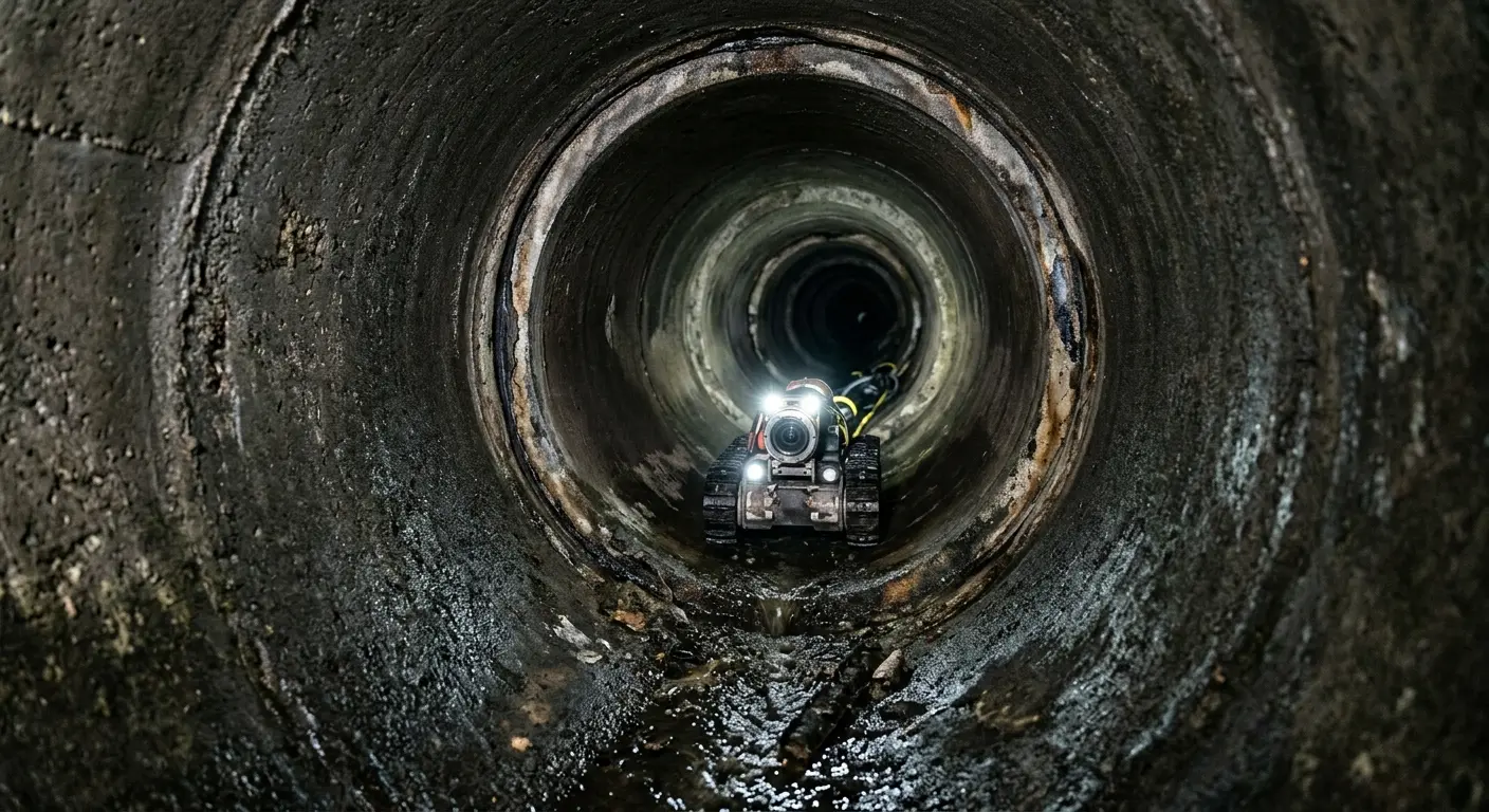 Robotic sewer camera inspecting pipe interior for Sewer Line Cleaning in Tukwila
